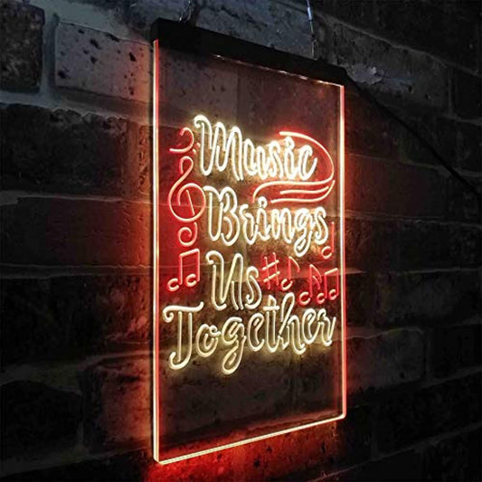 Musician Gift Music Brings Us Together Quote LED Neon Light Sign - Way Up Gifts