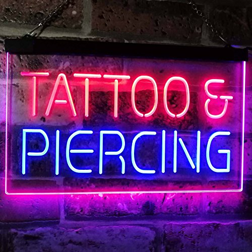 Tattoo and Piercing studio Two Tone Illuminated LED Neon Sign  Dope Neons