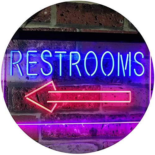 Left Restrooms Arrow LED Neon Light Sign - Way Up Gifts
