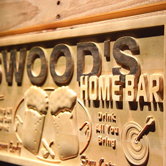 Personalized Home Bar Custom Wood Sign 3D Engraved Wall Plaque - Way Up Gifts