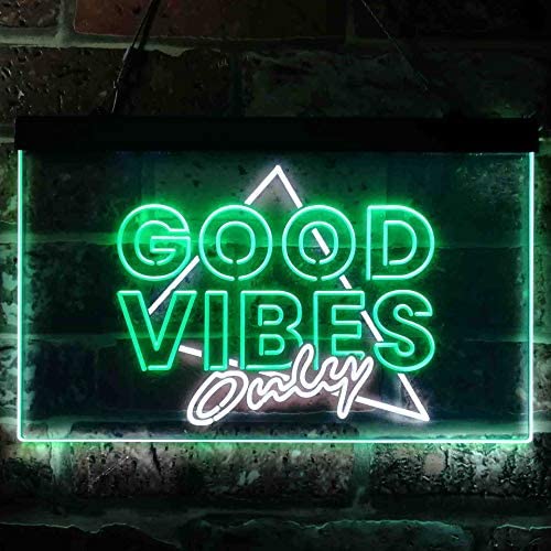 Good Vibes Only Triangle LED Neon Light Sign - Way Up Gifts