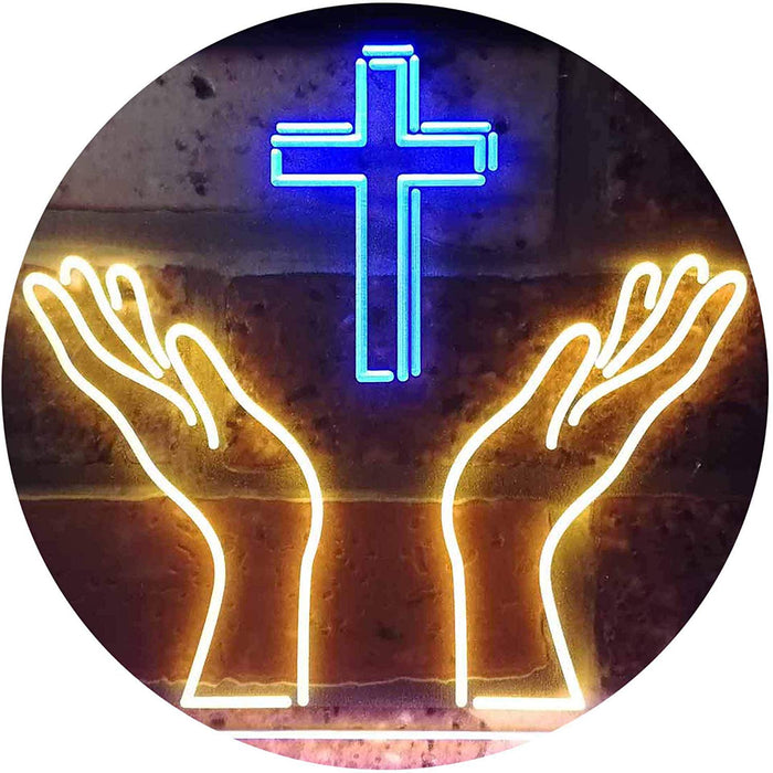 Christianity Hands Cross LED Neon Light Sign - Way Up Gifts