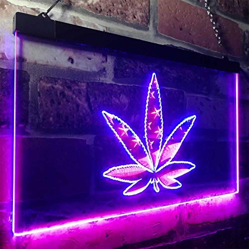 Buy Marijuana Leaf USA Flag LED Neon Light Sign – Way Up Gifts