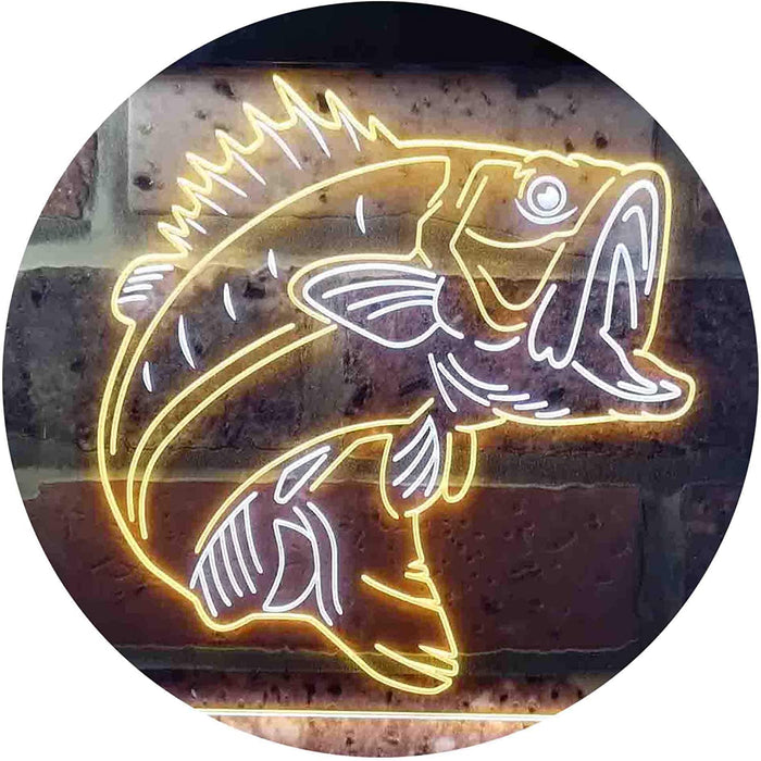 Bass Fish Bait Shop Cabin LED Neon Sign Wall Light Beer Bar Man Cave Home  Décor