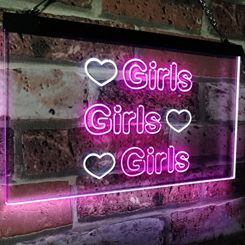 Hearts Girls Girls Girls LED Neon Light Sign - Way Up Gifts