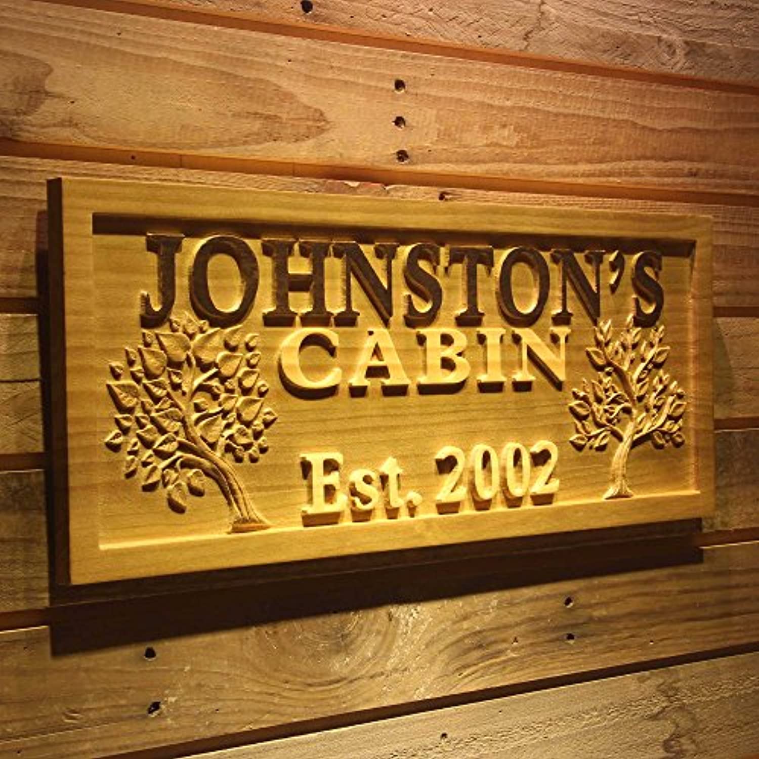Personalized Trees Cabin Custom Wood Sign 3D Engraved Wall Plaque - Way Up Gifts