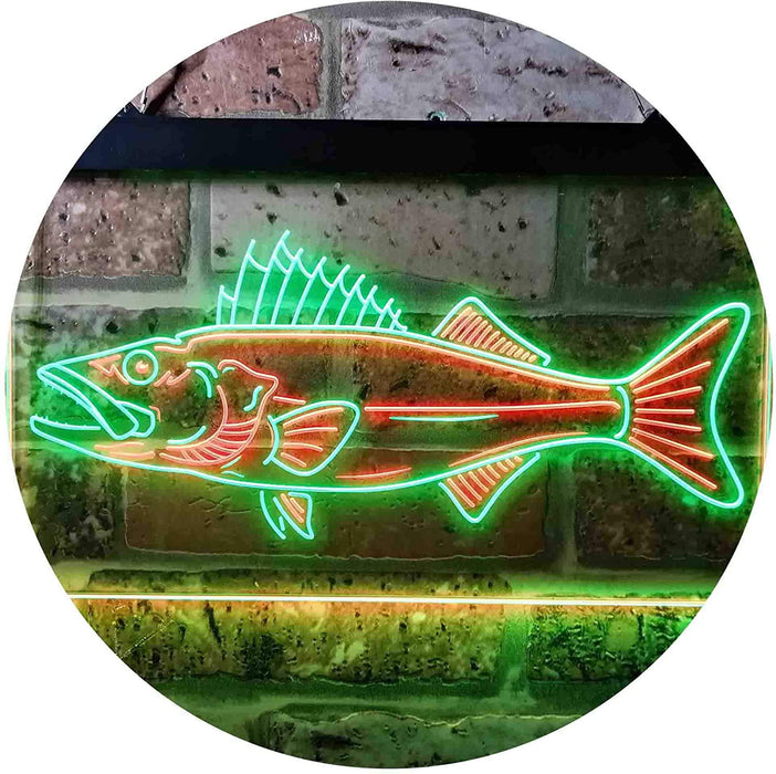 Rather Be Fishing Neon Green Fish 12 x 12 Glass Wall Hanging Sign
