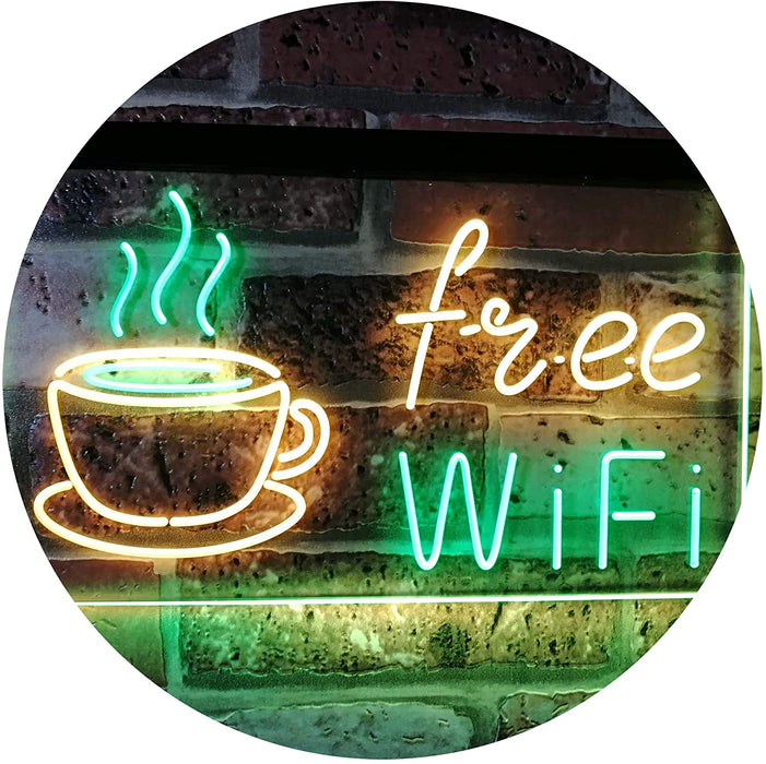 Cafe Coffee Free WiFi LED Neon Light Sign - Way Up Gifts