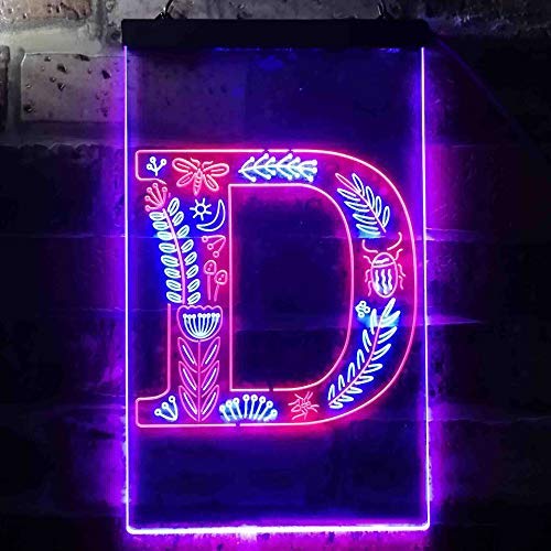 Family Name Letter D Monogram Initial LED Neon Light Sign - Way Up Gifts