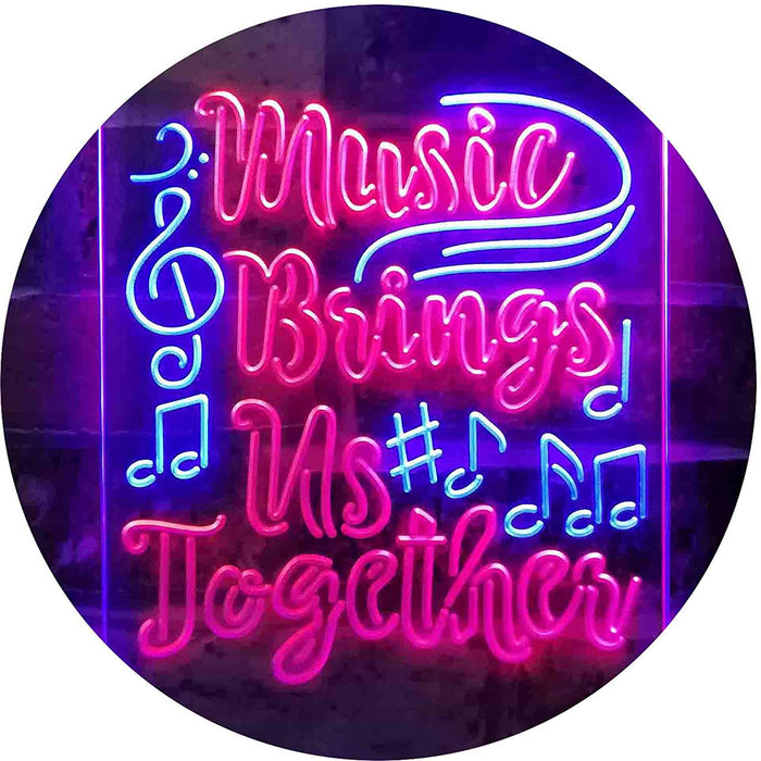 Musician Gift Music Brings Us Together Quote LED Neon Light Sign - Way Up Gifts