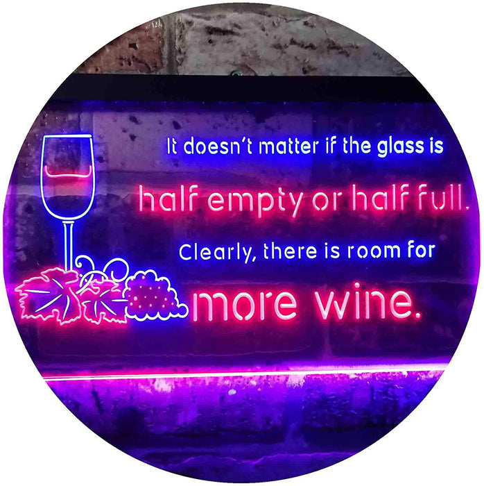 Funny Alcohol Quote Drinking Half Empty Full Wine Bar LED Neon Light Sign - Way Up Gifts