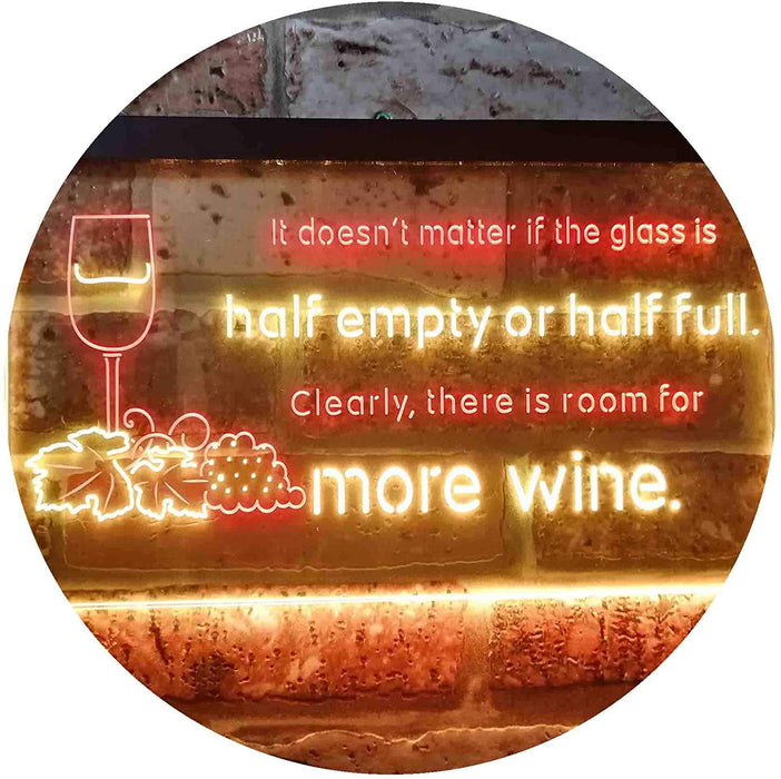 Funny Alcohol Quote Drinking Half Empty Full Wine Bar LED Neon Light Sign - Way Up Gifts