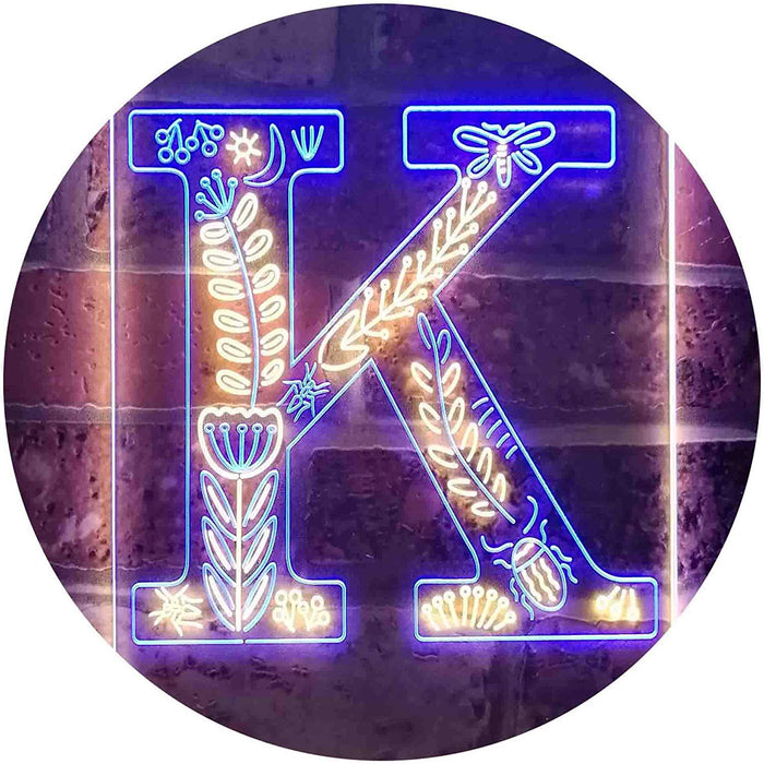 Family Name Letter K Monogram Initial LED Neon Light Sign - Way Up Gifts