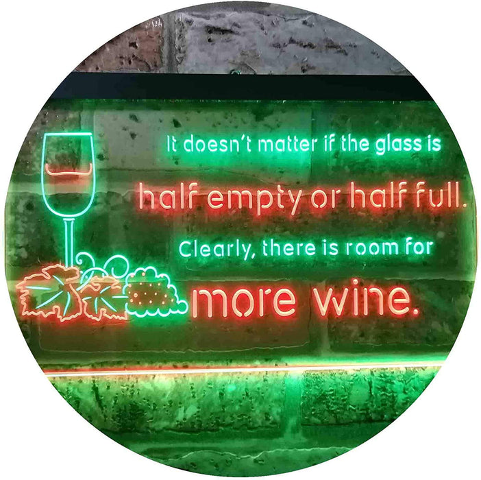 Funny Alcohol Quote Drinking Half Empty Full Wine Bar LED Neon Light Sign - Way Up Gifts