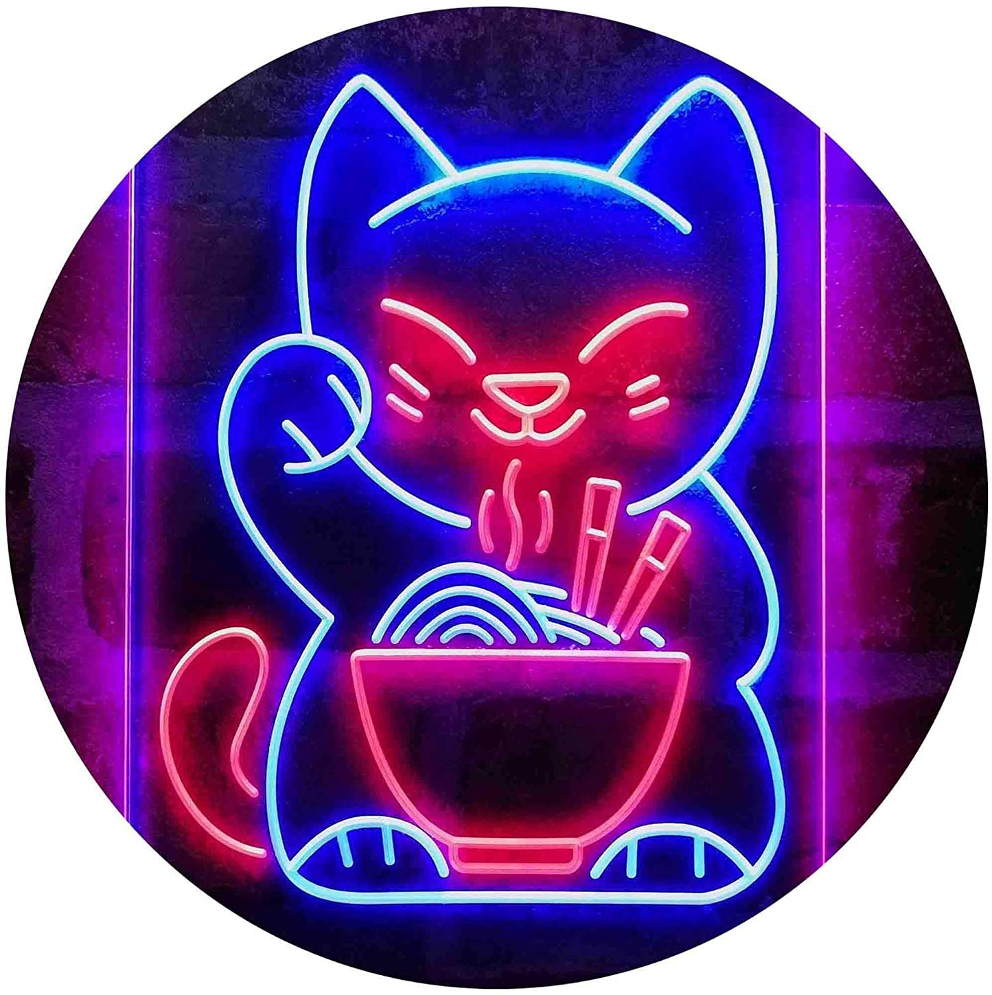 Maneki Neko Ramen Luck Cat LED Neon Light Sign - Way Up Gifts
