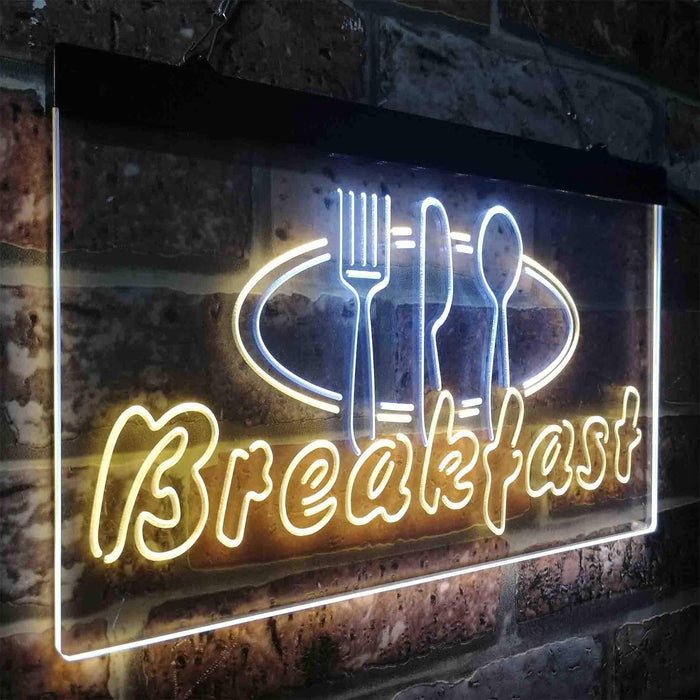 Breakfast Fork Knife Spoon Cafe LED Neon Light Sign - Way Up Gifts