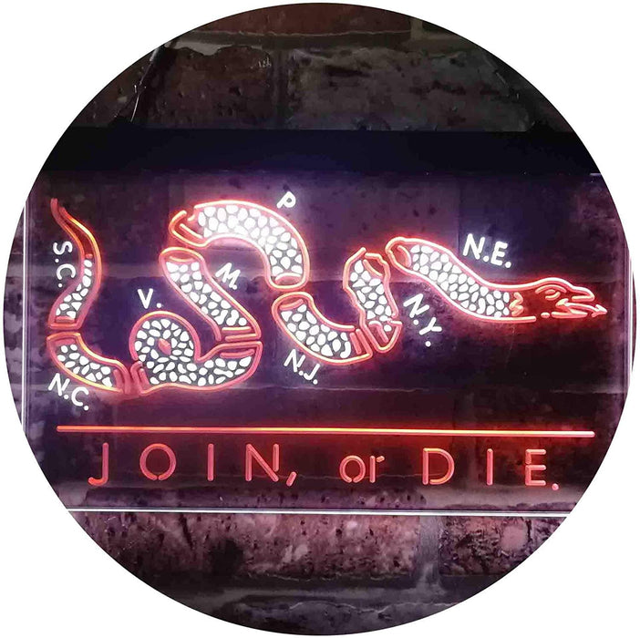 Join Or Die Flag Snake Military Army LED Neon Light Sign - Way Up Gifts
