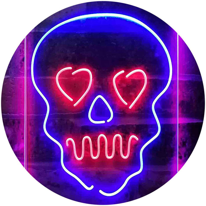 Skull Head Heart Eyes LED Neon Light Sign - Way Up Gifts