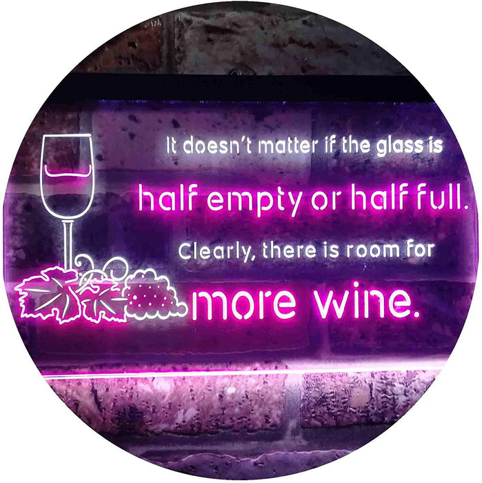 Funny Alcohol Quote Drinking Half Empty Full Wine Bar LED Neon Light Sign - Way Up Gifts