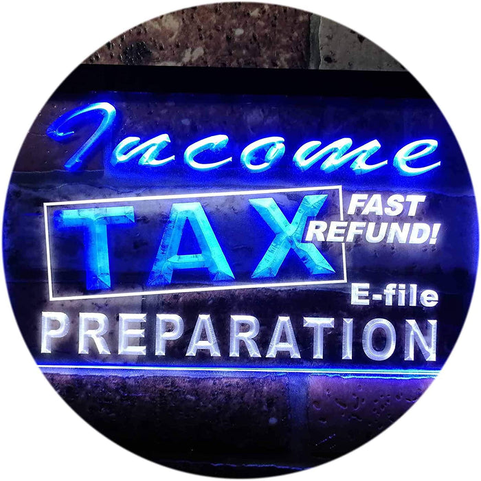 Income Tax Preparation E-File LED Neon Light Sign - Way Up Gifts