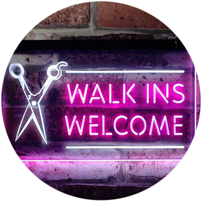 Barber Salon Hair Cuts Walk Ins Welcome LED Neon Light Sign - Way Up Gifts