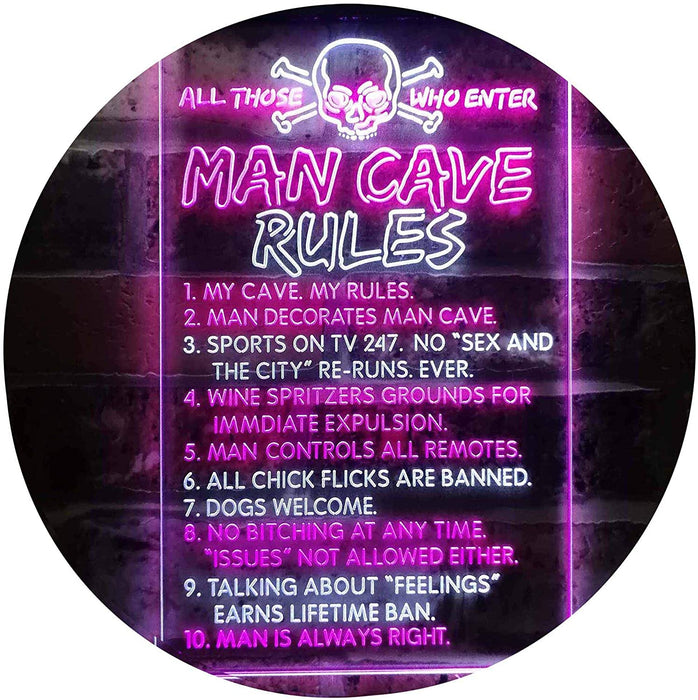 Man Cave Rule Game Room LED Neon Light Sign - Way Up Gifts