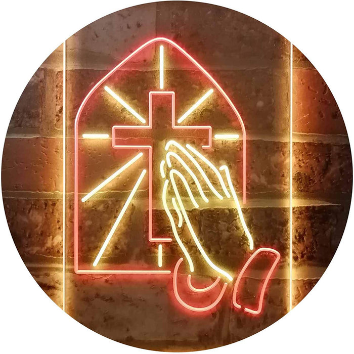 Christianity Cross Hands Praying LED Neon Light Sign - Way Up Gifts