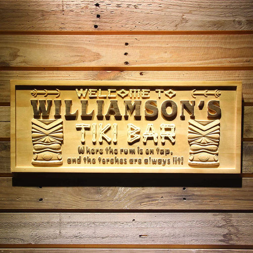 Personalized Tiki Bar Custom Wood Sign 3D Engraved Wall Plaque - Way Up Gifts