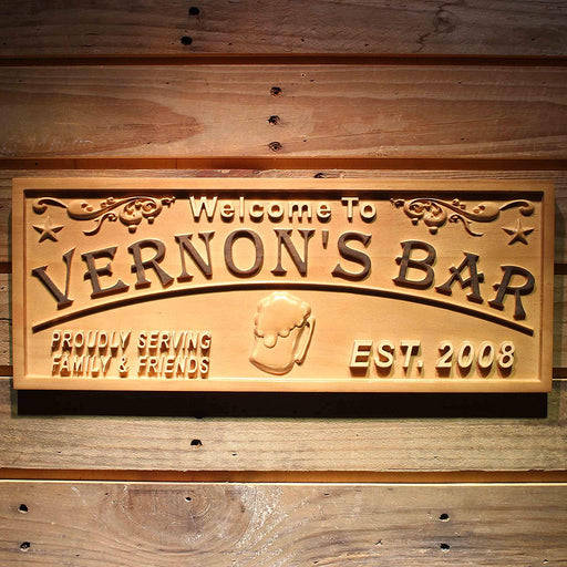 Personalized Welcome Bar Custom Wood Sign 3D Engraved Wall Plaque - Way Up Gifts
