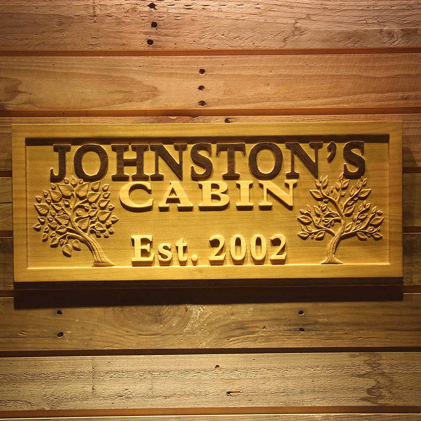 Personalized Trees Cabin Custom Wood Sign 3D Engraved Wall Plaque - Way Up Gifts
