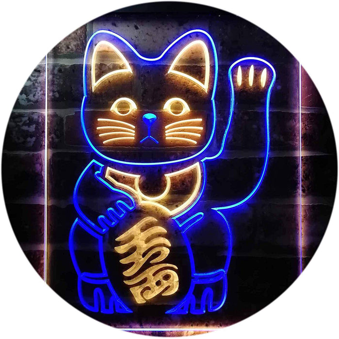 Maneki Neko Lucky Cat Welcome Japan LED Neon Light Sign - Way Up Gifts