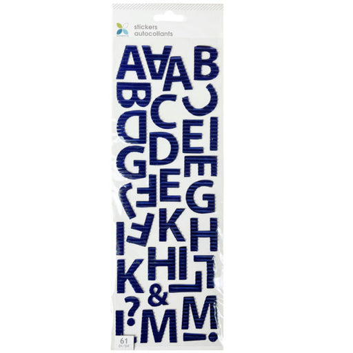 61 piece crimped blue alphabet letter stickers (Bulk Qty of 24) - Way Up Gifts