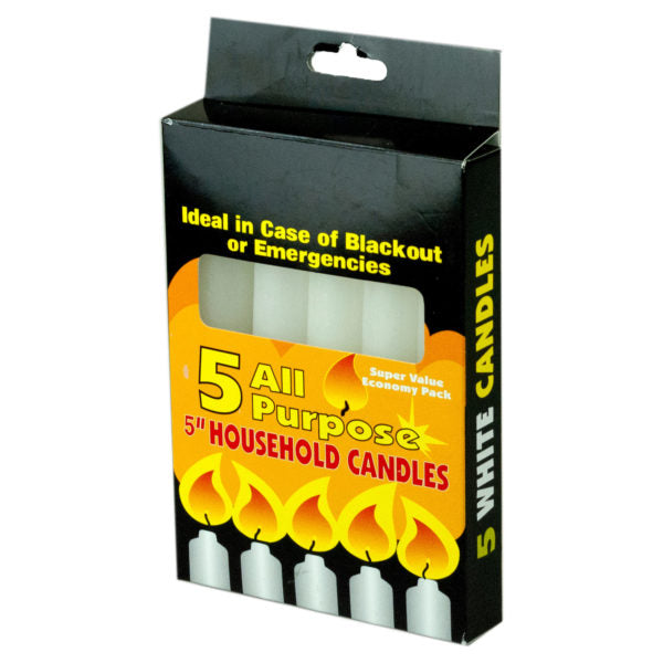 5 Pack 5" All-Purpose Candles (Bulk Qty of 24) - Way Up Gifts