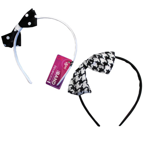 1 Count Polka Dot Bow Head Band in Assorted Colors (Bulk Qty of 18) - Way Up Gifts