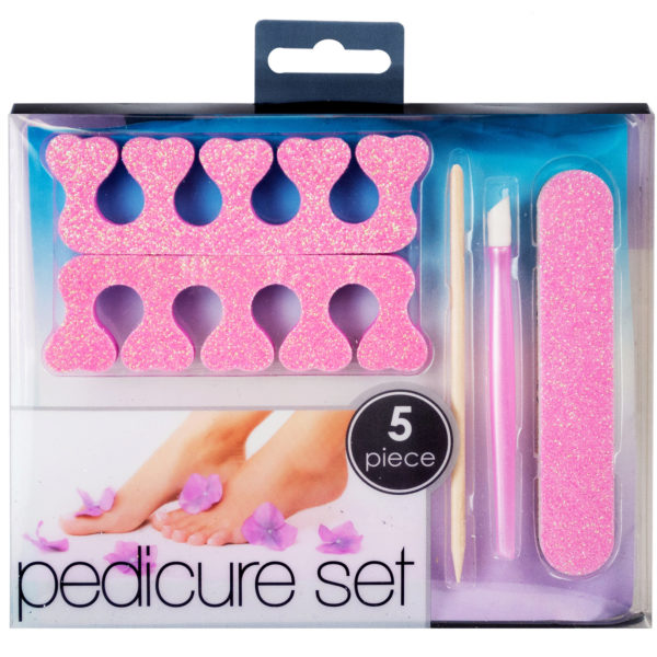 5 Piece Glitter-on Pedicure Set (Bulk Qty of 12) - Way Up Gifts