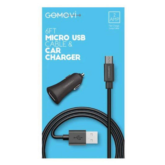 GoMovi 2.1 Amp Car Charger and 6 Foot Micro USB Cable (Bulk Qty of 6) - Way Up Gifts