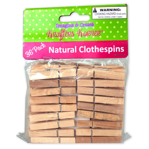 Natural Wood Craft Clothespins (Bulk Qty of 24) - Way Up Gifts
