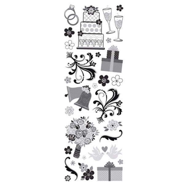 Momenta Silver Glitter Stickers with 29 Wedding Images (Bulk Qty of 45) - Way Up Gifts
