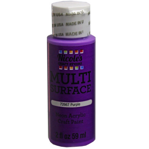 Nicoles 2 Oz Acrylic Multi Surface Craft Paint in Neon Purple (Bulk Qty of 24) - Way Up Gifts