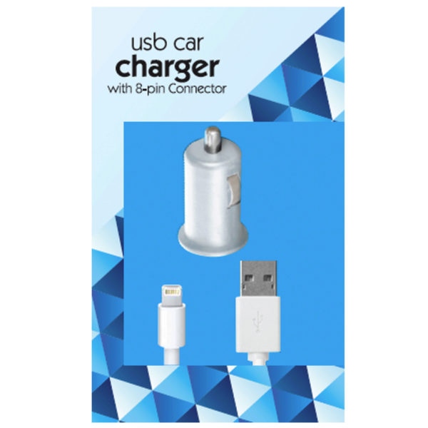 USB Car Charger and 3' iPhone Cable Set in White (Bulk Qty of 5) - Way Up Gifts