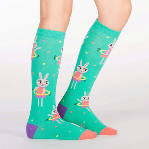 Sock it to Me Junior Knee Hoola Hoopin' Bunnies Socks (Bulk Qty of 12) - Way Up Gifts