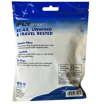 IFLY Smart Travel Rest Kit with Inflatable Pillow Eye Mask & Ear Plugs (Bulk Qty of 12) - Way Up Gifts
