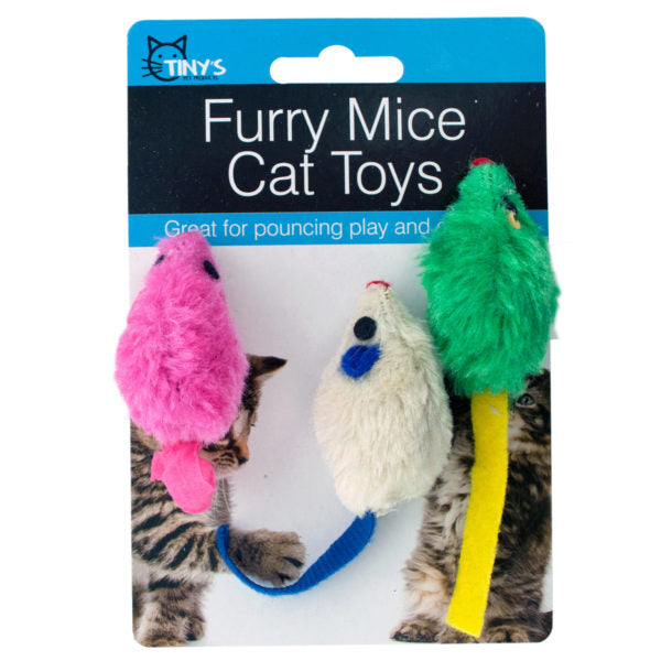 Furry Mice Cat Toys Set (Bulk Qty of 18) - Way Up Gifts