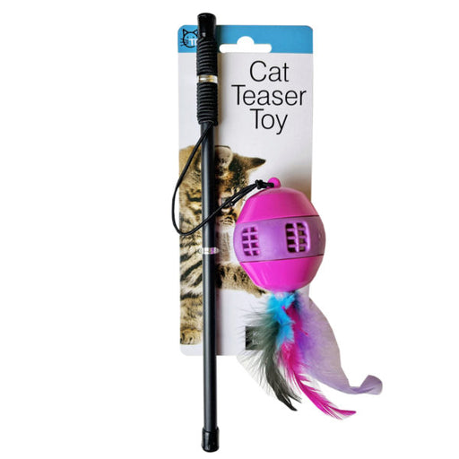 Stretchable Band Cat Teaser Toy with Ball and Feathers (Bulk Qty of 6) - Way Up Gifts