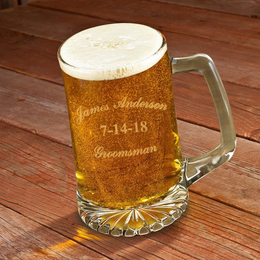 Personalized Groomsmen 25 oz. Beer Glass Mug - Way Up Gifts
