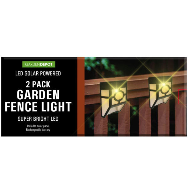2 Pack LED Solar Powered Garden Fence Lights (Bulk Qty of 2) - Way Up Gifts