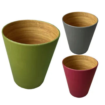 Assorted Color Bamboo with Melamine Drinking Cups (Bulk Qty of 12) - Way Up Gifts