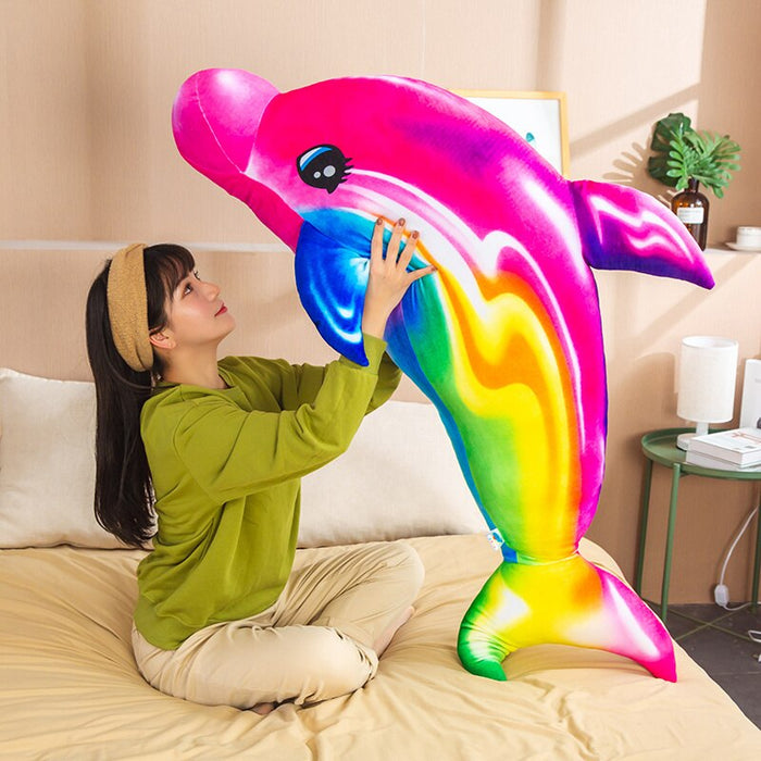 Dolphin Stuffed Animal Unique Big Colorful Plush Toy - Way Up Gifts