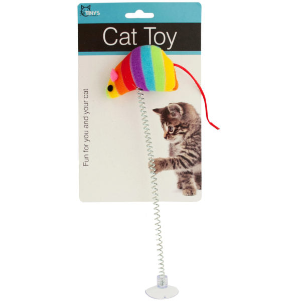 Mouse Spring Cat Toy with Suction Cup (Bulk Qty of 18) - Way Up Gifts