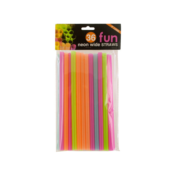 Neon Wide Fun Straws (Bulk Qty of 24 Packs) - Way Up Gifts